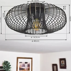 Lampes Dorées-hofstein Plafonnier Wemude Noir doré, 1 lumière