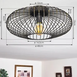 Lampes Dorées-hofstein Plafonnier Wemude Noir doré, 1 lumière