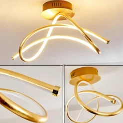 Lampes Art Déco-hofstein Plafonnier Wengi LED Or, 1 lumière
