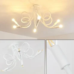 Lampes Vintages & Rétros-hofstein Plafonnier Wertach Blanc, 6 lumières