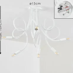 Lampes Vintages & Rétros-hofstein Plafonnier Wertach Blanc, 6 lumières