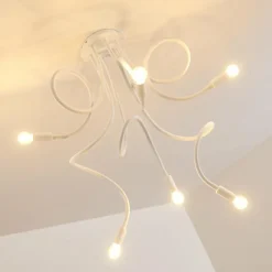 Lampes Vintages & Rétros-hofstein Plafonnier Wertach Blanc, 6 lumières