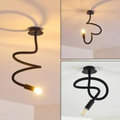 Lampes Vintages & Rétros-hofstein Plafonnier Wertach Noir, 1 lumière