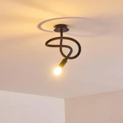 Lampes Vintages & Rétros-hofstein Plafonnier Wertach Noir, 1 lumière