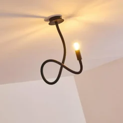 Lampes Vintages & Rétros-hofstein Plafonnier Wertach Noir, 1 lumière