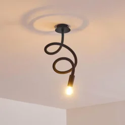 Lampes Vintages & Rétros-hofstein Plafonnier Wertach Noir, 1 lumière