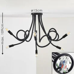 Lampes Vintages & Rétros-hofstein Plafonnier Wertach Noir, 6 lumières