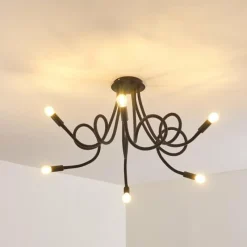 Lampes Vintages & Rétros-hofstein Plafonnier Wertach Noir, 6 lumières