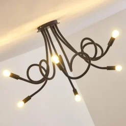 Lampes Vintages & Rétros-hofstein Plafonnier Wertach Noir, 6 lumières