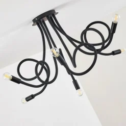 Lampes Vintages & Rétros-hofstein Plafonnier Wertach Noir, 6 lumières