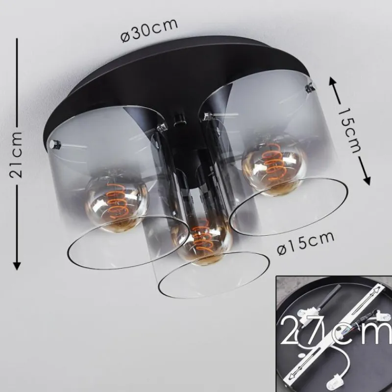 Luminaires Rustiques-hofstein Plafonnier Wichita Fumée, Noir, 3 lumières