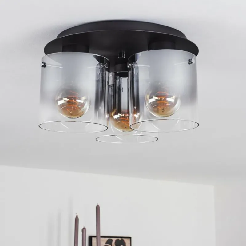 Luminaires Rustiques-hofstein Plafonnier Wichita Fumée, Noir, 3 lumières