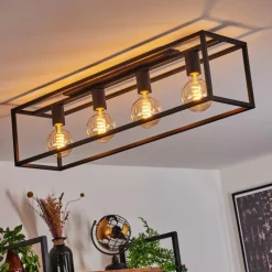 Lampes Industrielles-hofstein Plafonnier Wick Noir, 4 lumières