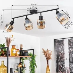 hofstein Plafonnier Wigan Noir, 4 lumières