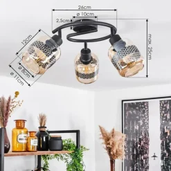 hofstein Plafonnier Wigan Noir, 3 lumières