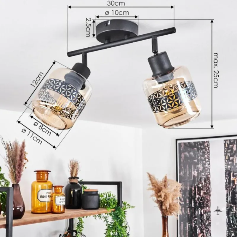 hofstein Plafonnier Wigan Noir, 2 lumières