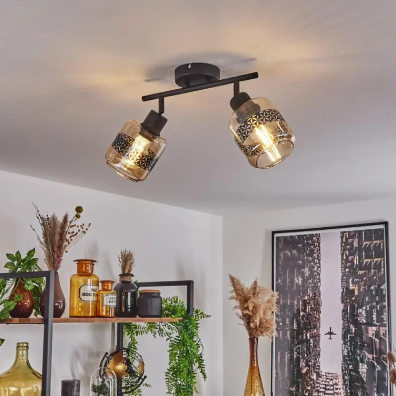 hofstein Plafonnier Wigan Noir, 2 lumières