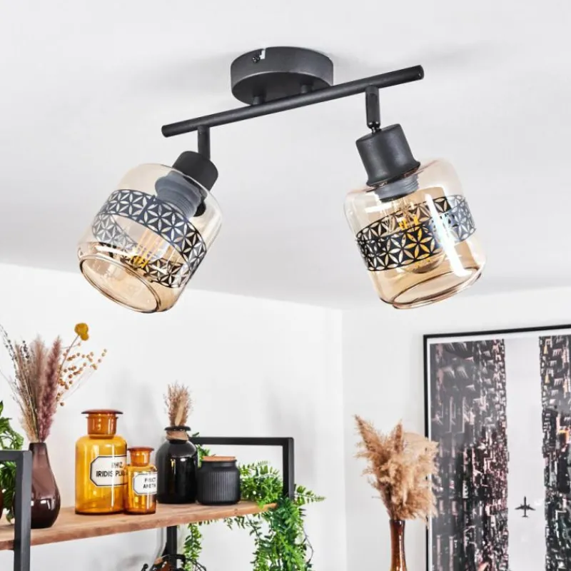 hofstein Plafonnier Wigan Noir, 2 lumières