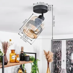 hofstein Plafonnier Wigan Noir, 1 lumière