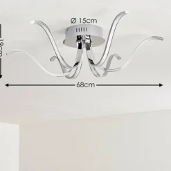 hofstein Plafonnier Wikon LED Chrome, 6 lumières* Éclairage Led