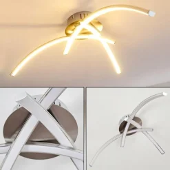 hofstein Plafonnier Wikon LED Nickel mat, 3 lumières