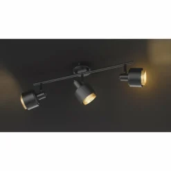 Lampes Dorées-Luminaires Wofi Plafonnier Wofi MARGATE Noir, 3 lumières