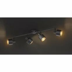 Lampes Dorées-Luminaires Wofi Plafonnier Wofi MARGATE Noir, 4 lumières