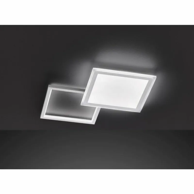 Luminaires Wofi Plafonnier Wofi ZENIT LED Aluminium brossé, 2 lumières, Télécommandes* Éclairage Led