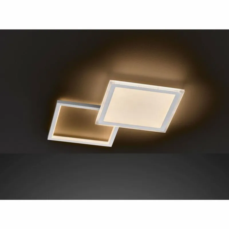 Luminaires Wofi Plafonnier Wofi ZENIT LED Aluminium brossé, 2 lumières, Télécommandes* Éclairage Led