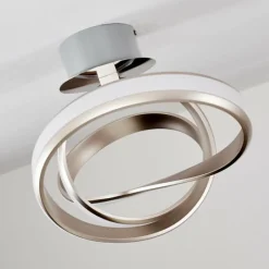 hofstein Plafonnier Woyens LED Acier brossé, 1 lumière