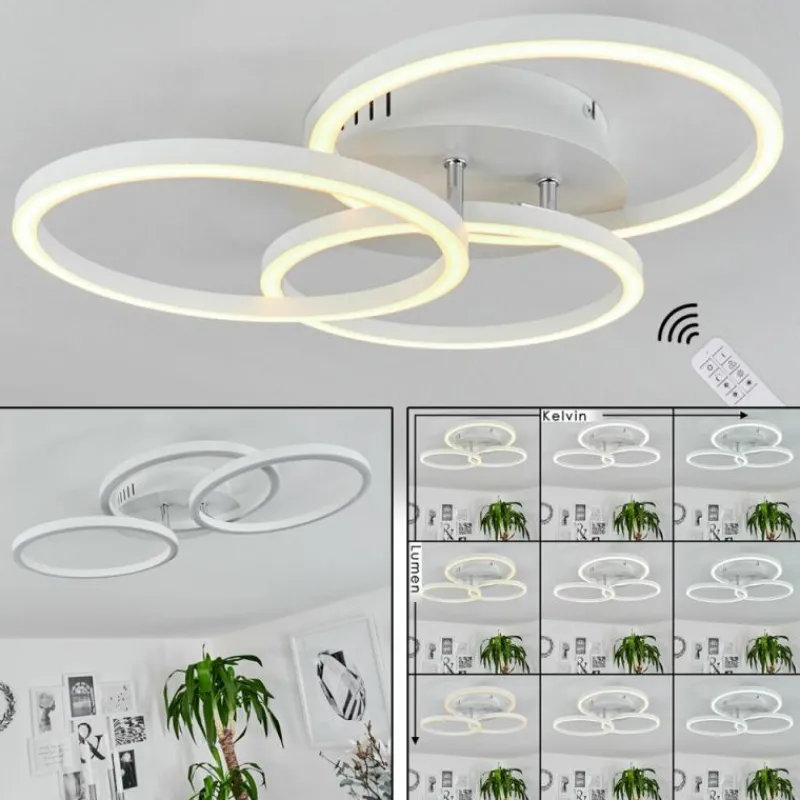 hofstein Plafonnier Xena LED Blanc, 1 lumière, Télécommandes