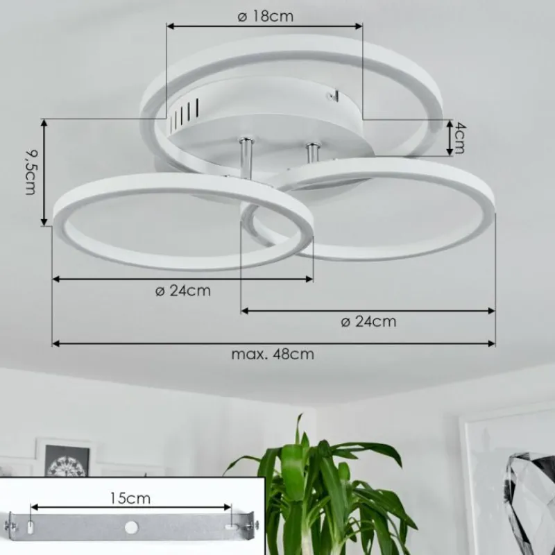 hofstein Plafonnier Xena LED Blanc, 1 lumière, Télécommandes