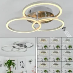hofstein Plafonnier Xena LED Nickel mat, 1 lumière, Télécommandes