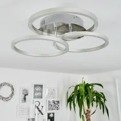 hofstein Plafonnier Xena LED Nickel mat, 1 lumière, Télécommandes