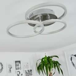 hofstein Plafonnier Xena LED Nickel mat, 1 lumière, Télécommandes