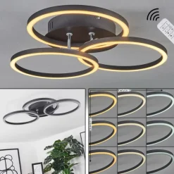hofstein Plafonnier Xena LED Noir, 1 lumière, Télécommandes