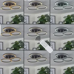 hofstein Plafonnier Xena LED Noir, 1 lumière, Télécommandes