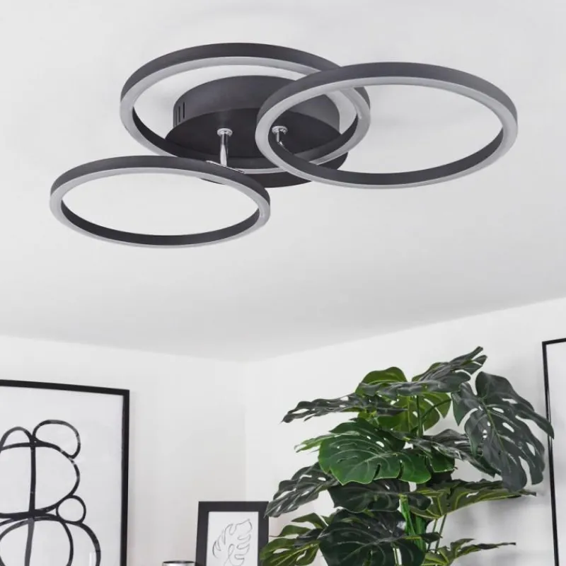 hofstein Plafonnier Xena LED Noir, 1 lumière, Télécommandes