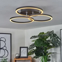 hofstein Plafonnier Xena LED Noir, 1 lumière, Télécommandes