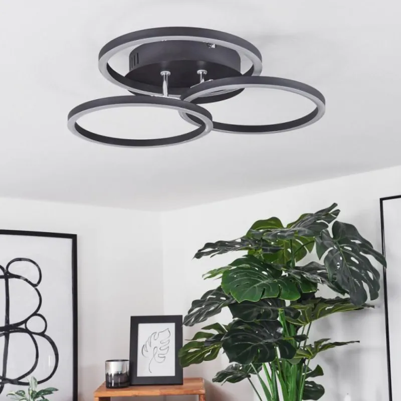 hofstein Plafonnier Xena LED Noir, 1 lumière, Télécommandes