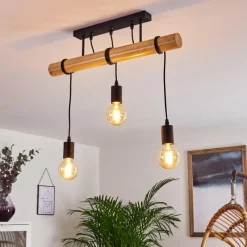 Luminaires Scandinaves-hofstein Plafonnier Yaak Bois clair, Noir, 3 lumières