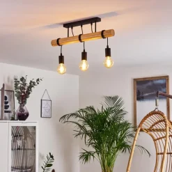 Luminaires Scandinaves-hofstein Plafonnier Yaak Bois clair, Noir, 3 lumières