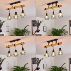 Luminaires Scandinaves-hofstein Plafonnier Yaak Bois clair, Noir, 3 lumières