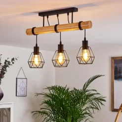 Luminaires Scandinaves-hofstein Plafonnier Yaak Bois clair, Noir, 3 lumières