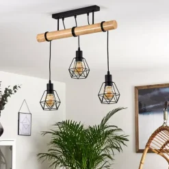 Luminaires Scandinaves-hofstein Plafonnier Yaak Bois clair, Noir, 3 lumières