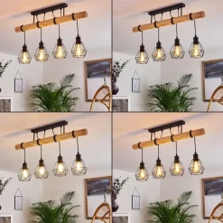 Luminaires Scandinaves-hofstein Plafonnier Yaak Bois clair, Noir, 4 lumières