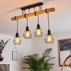 Luminaires Scandinaves-hofstein Plafonnier Yaak Bois clair, Noir, 4 lumières