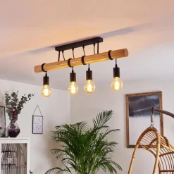 Luminaires Scandinaves-hofstein Plafonnier Yaak Bois clair, Noir, 4 lumières