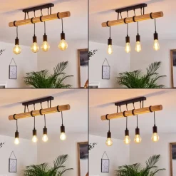 Luminaires Scandinaves-hofstein Plafonnier Yaak Bois clair, Noir, 4 lumières