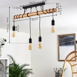 Luminaires Scandinaves-hofstein Plafonnier Yaak Bois clair, Noir, 4 lumières